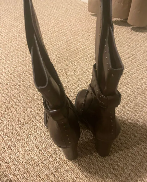 New York Transit Brown Boots With Silver Studs - Image 5