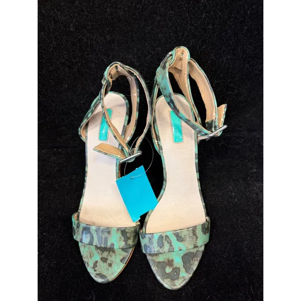 Topshop Teal Leopard Print Ankle Strap Stiletto Heels Women Size 37 Animal Print - Image 2