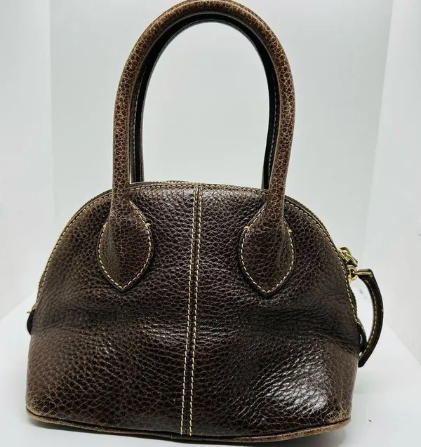 Vintage Dooney & Bourke Chocolate Brown Dome Zipper Closure Satchel Size Small - Image 2