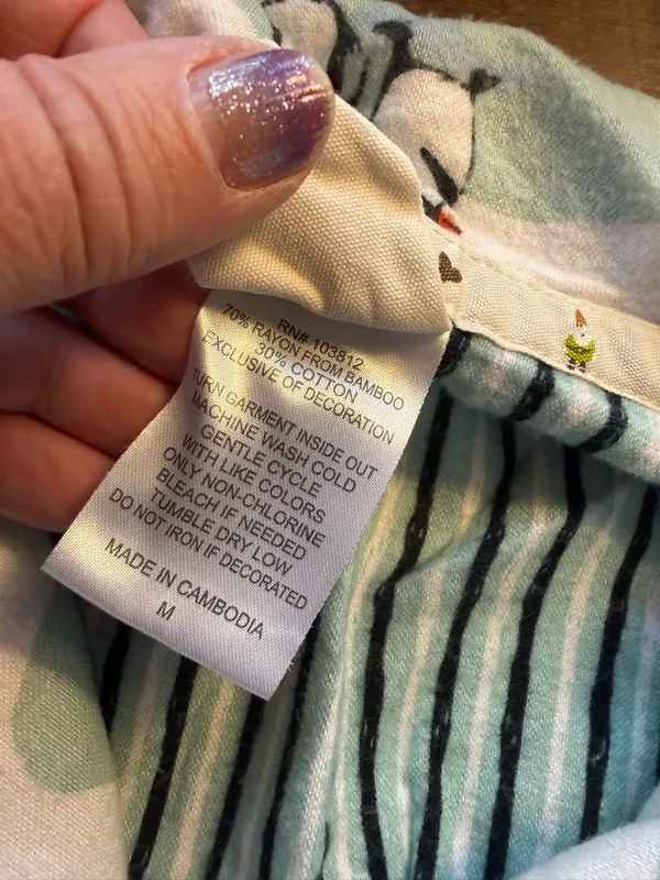 Munki Munki White Mint Green Penguin PJ Top Size M Medium Flannel - Image 7