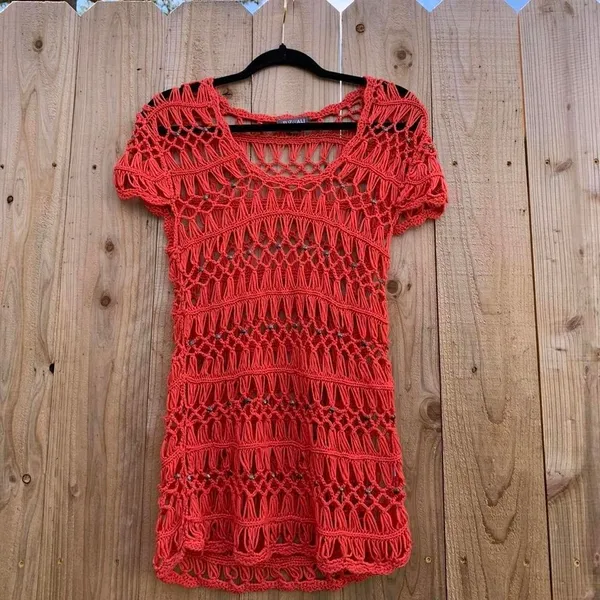 Crochet mini dress beach‎ spring summer hot size small y2k whimsy hippy - Image 2