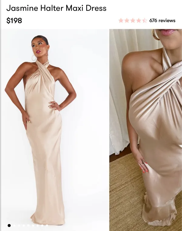 Show Me Your Mumu Jasmine Halter Maxi Bridesmaid Dress Champagne S - Image 2