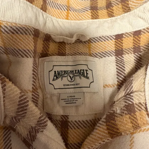 American Eagle Outfitters Yellow and Brown Flannel Shirt - Image 2