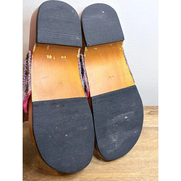 Vintage Japanese Geta Wooden Platform Sandals Purple Asanoha 7 - Image 10