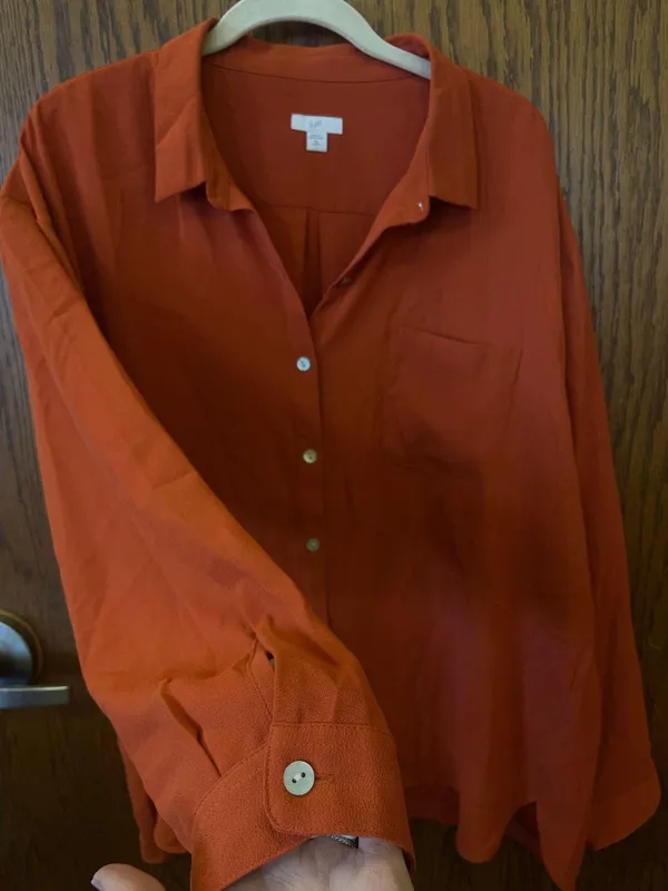 J Jill Top Womens Rust Orange Button Up Long Sleeve Classic XLP - Image 3