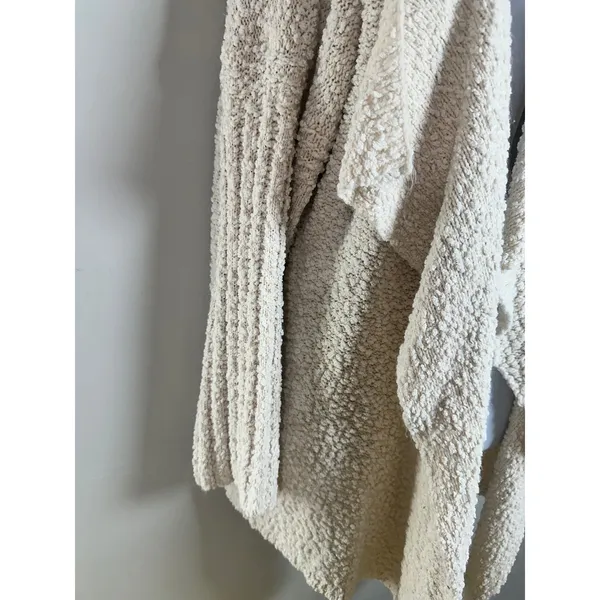 POL Women Cream Popcorn Knit Open Front Draped Cardigan‎ Sweater BST573 Large - Image 4