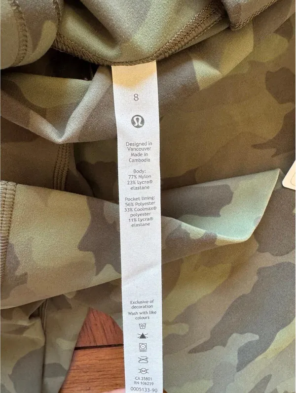 Lululemon Wunder Train High Rise 23” Heritage Camo Green Twill Size 8 NWT - Image 6