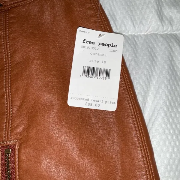 Free People Mini Skirt Leather Faux Caramel 10 - Image 6