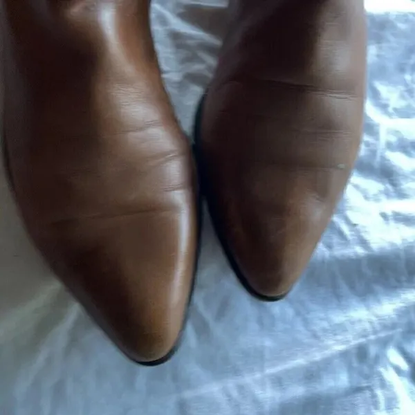Vintage M Giovanni Z Women’s Leather Long Boots Brown Heel Western Sz 7 Italy - Image 10