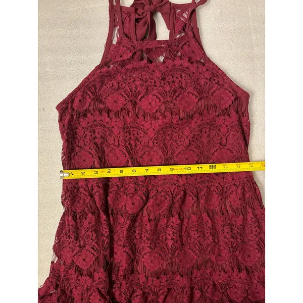 Xtraordinary Lace Maroon Mini Dress M Formal Special Occasion Cocktail Coquette - Image 7