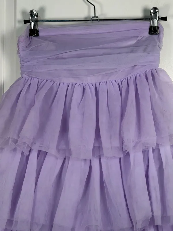 Beginning Boutique Birthday Girl Lilac Strapless Ruffled Mini Party Dress - Image 7