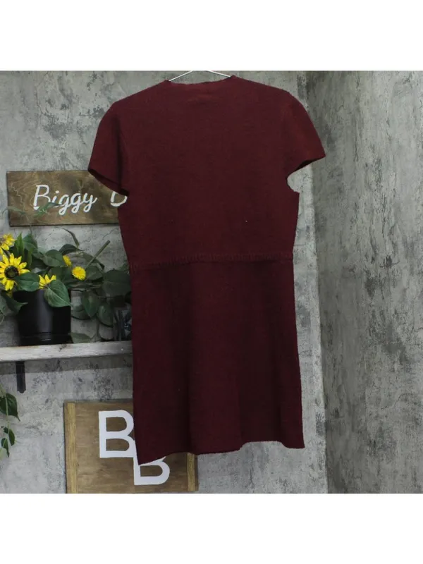 NWT Aqua Womens Boucle Mock Neck Mini Dress 324-MS174 Dark Cherry Red XL - Image 3
