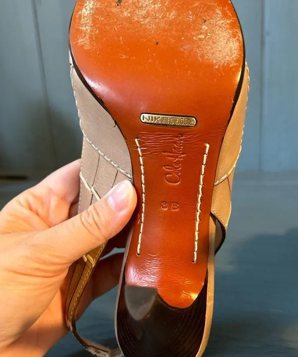 Cole Haan Beige Sling Back Heels, Size 8 - Image 5