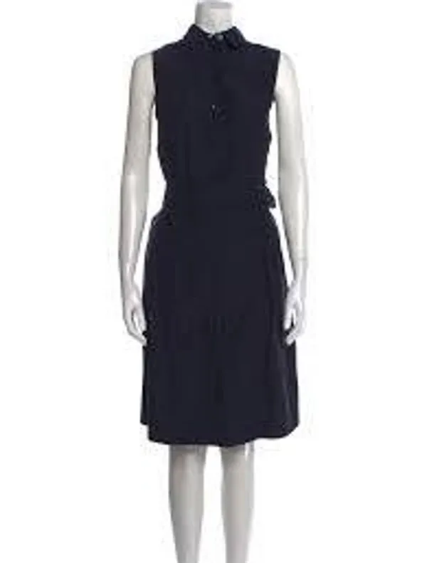 4/ S sleeveless Armani shirtdress button-front belt LBD Short Luxury Designer - Image 2