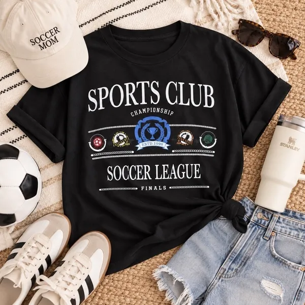 No Boundaries Womens S Black Sports Club Soccer League Graphic Boxy T-Shirt - Image 3