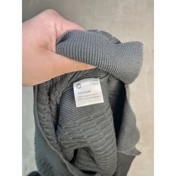Pact Gray Cable Knit Sweater Women’s M Organic Cotton Pullover Boxy Tunic - Image 6