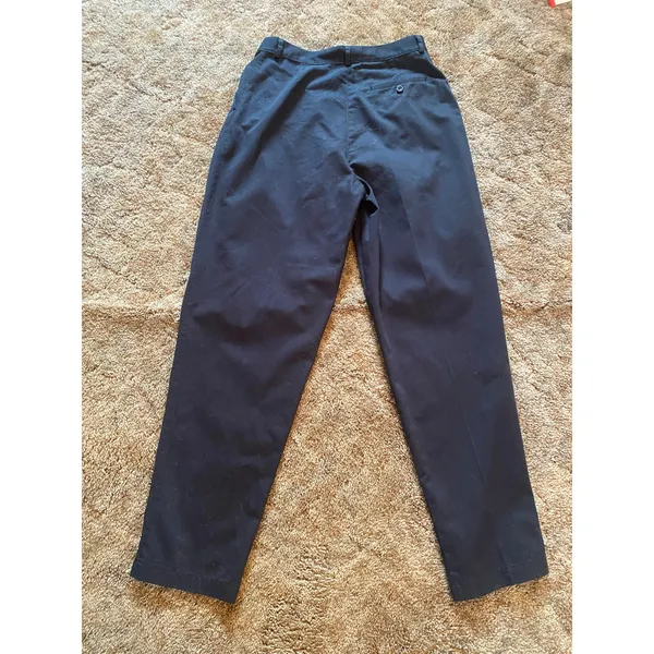 L.L. Bean Black Pleated Front Trouser Pants High Rise Relaxed Fit Structured - Image 3