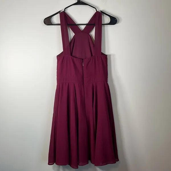 Lulu’s Forevermore‎ Burgundy Skater Strappy Mini Dress Size S - Image 5