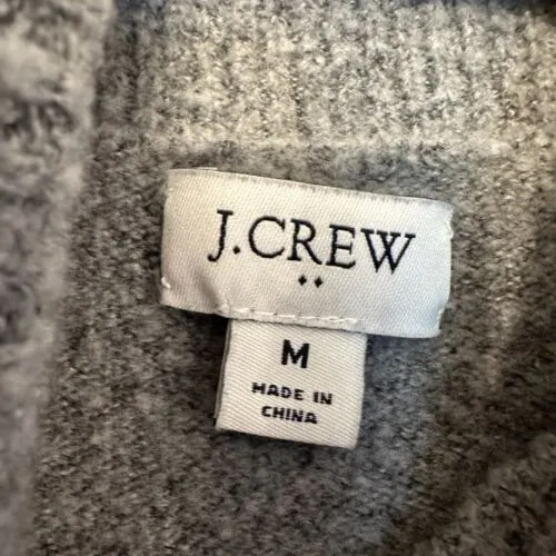 J Crew Women Size Medium Sweater Dress Gray White Striped Wool Blend Turtleneck‎ - Image 4