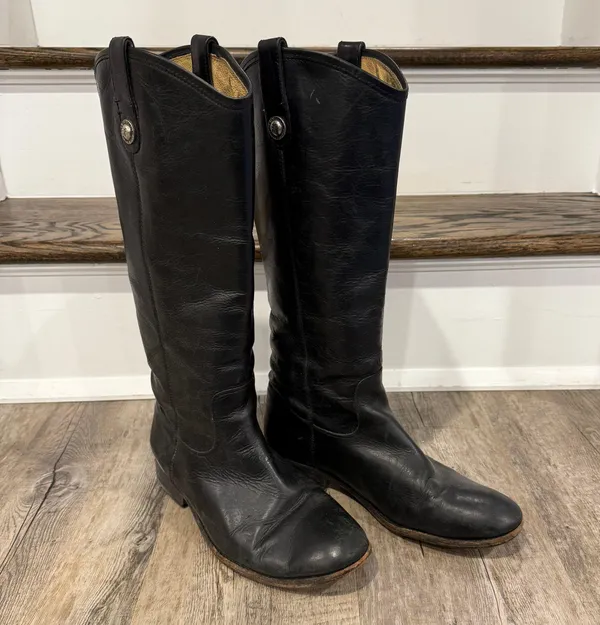 Frye Melissa Button Riding Boots Black Leather Women’s Size 8.5 Classic Tall - Image 2