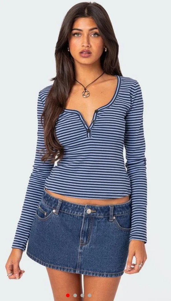 edikted jocelyn stripe blue top - Image 2