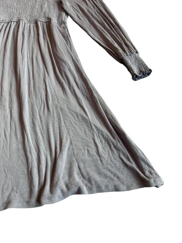 Three Bird Nest Purple Flowy Dress Smocked Long Sleeve Stretchy Size Medium - Image 6
