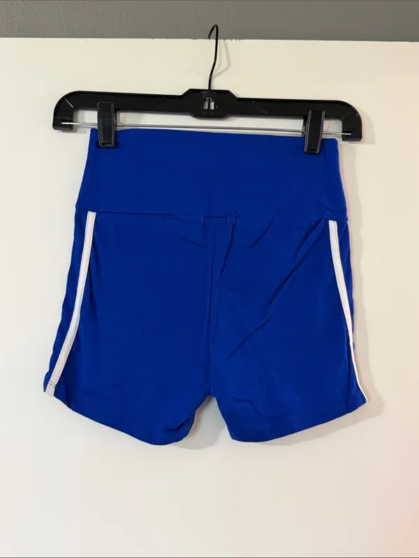 Bozzolo Cobalt Blue High-Waist Bike Shorts with White Side Stripes - Image 2