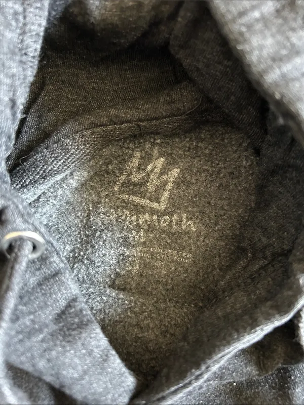 Mammoth Black Pullover Hoodie with White Sleeve Text - Image 2