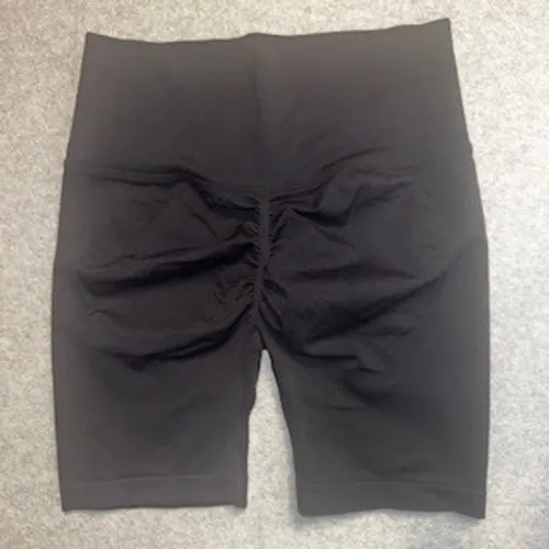 Womens Black High Waisted Scrunch Butt Biker Shorts XL Seamless Athletic Yoga - Image 2
