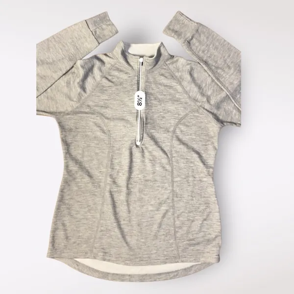 L.L. Bean Vintage Gray Womens Quarter Zip Pull Over Long Sleeve‎ Top Size S - Image 4