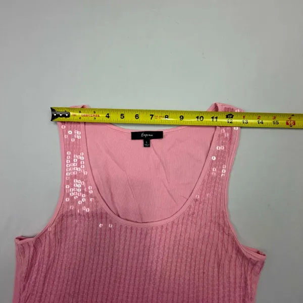 Express Women's Pink Ombre Ribbed Tank Top with Sequin Embellishments - Image 3