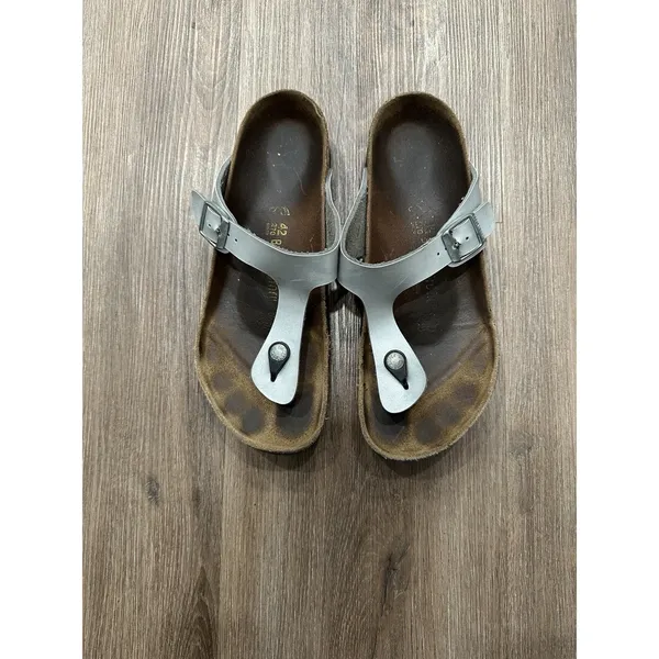 Birkenstock Women‎ Gizeh Icy Metallic Silver Birko-Flor Sandals Sz EU 42 - Image 3