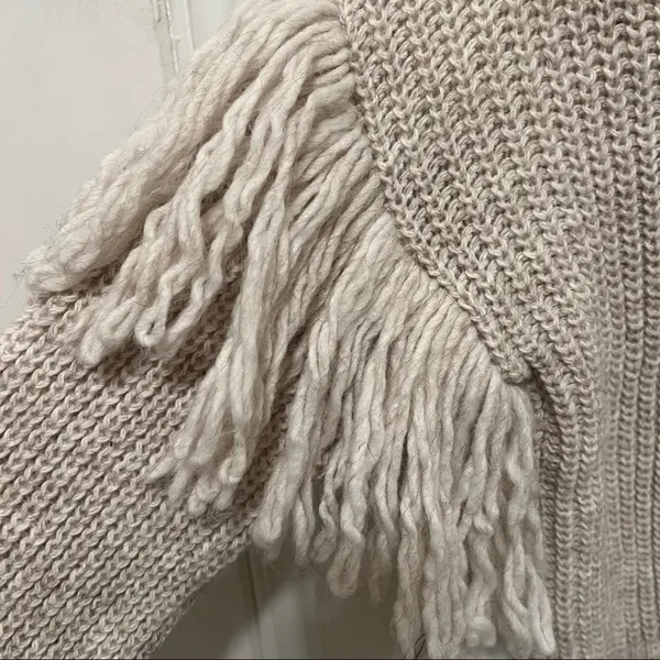 Maison Pholya Cream Beige Ribbed Knit Wool Alpaca Blend Sweater With Scarf XS - Image 2