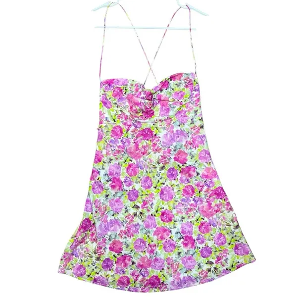 For Love and Lemons Paulina Pink Floral Mini Dress Size Small NWT - Image 3