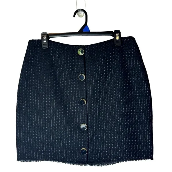 L Academie Skirt Women Large‎ Black Tweed Fringe Hem A Line The Marla Mini NWT - Image 2