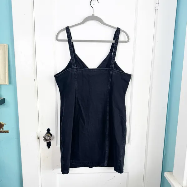 TOPSHOP Black Button Front Denim Jean Dress Cottage Boho 100% Cotton NEW 12 - Image 10