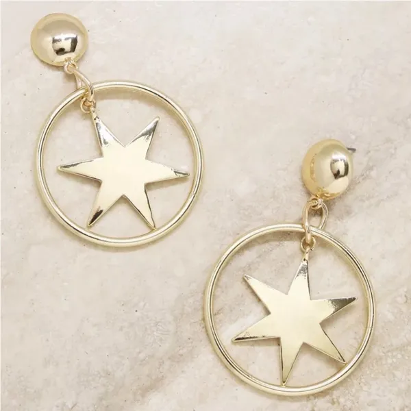 NWT Ettika Star Dangle Hoop Earrings Gold Plated‎ $44 - Image 2