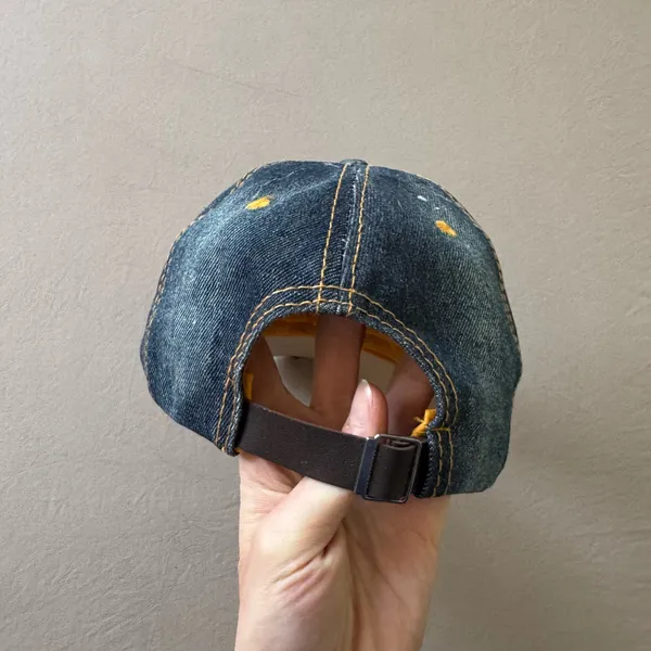 Grunge Y2K Bedazzled Distressed Denim Baseball Cap Blue - Image 5