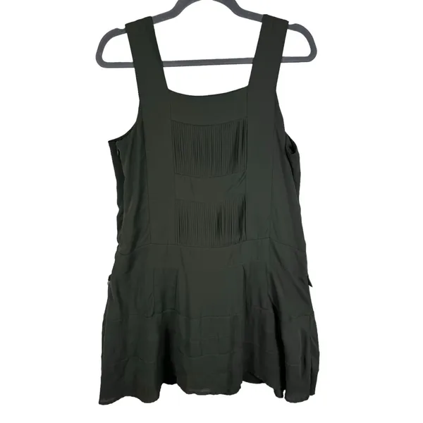 Nanette Lepore L'Amour Army Green Sleeveless Skater Apron‎ Lightweight Dress L - Image 2
