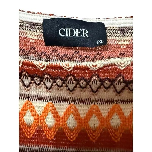 Cider Womens Bright Orange Multicolor Sweater‎ Bodycon Midi Dress Sz 1X - Image 3
