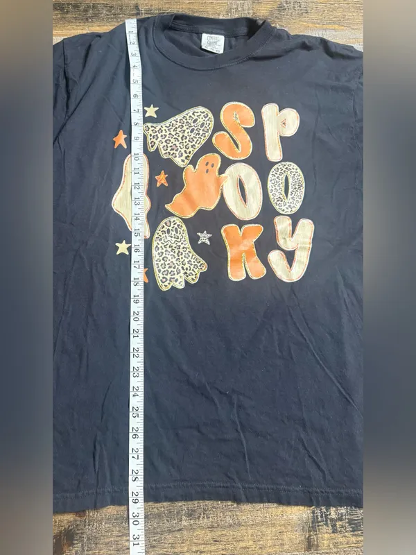 Comfort Colors Black Graphic 'Spooky' Tee with Orange and Cream Accents - Image 6