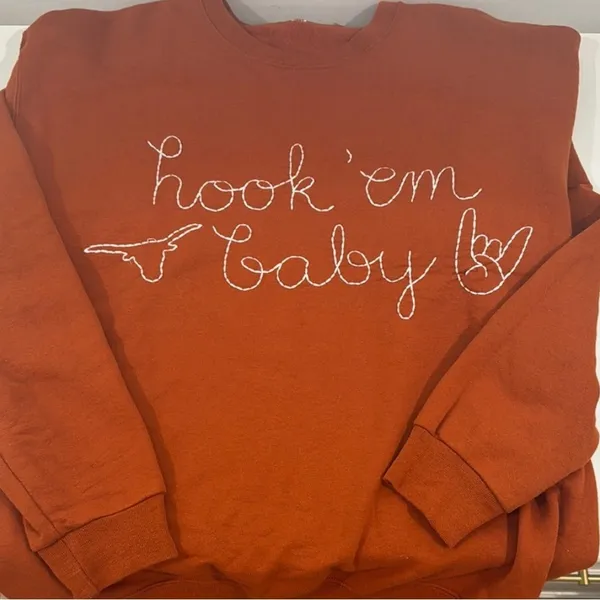 Texas Hook 'Em Baby Burnt Orange Sweatshirt - Image 8