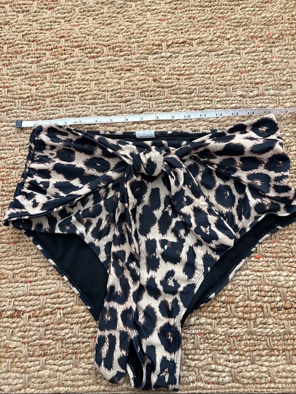 High-Waist Leopard Print Bikini Set - Black and Cream XL - Image 4