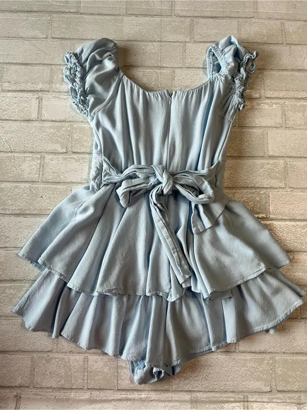 Altar'd State Light Blue Ruffle Cottage core Coastal Romper - Image 2