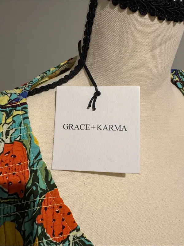 Grace + Karma Yellow Floral V-Neck Peplum Blouse - Image 2