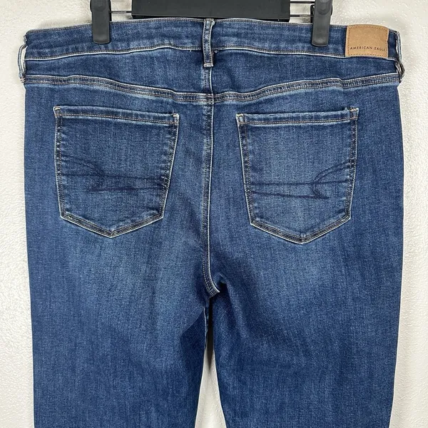 American Eagle Low Rise Flare Jeans Womens 16Long Next Level Stretch Dark Wash - Image 4