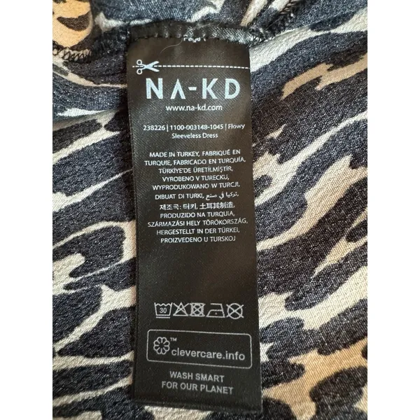 NA-KD Halter Animal Print Maxi Dress Black Tan Leopard Viscose Flowy Boho Size 4 - Image 7