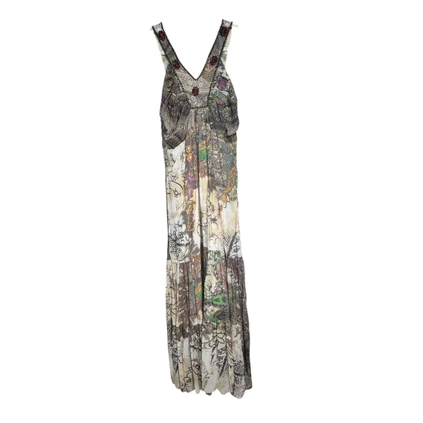 Coconut‎ Moon Boho Beaded Paisley Maxi Dress Festival Viscose Multi Color Large - Image 2