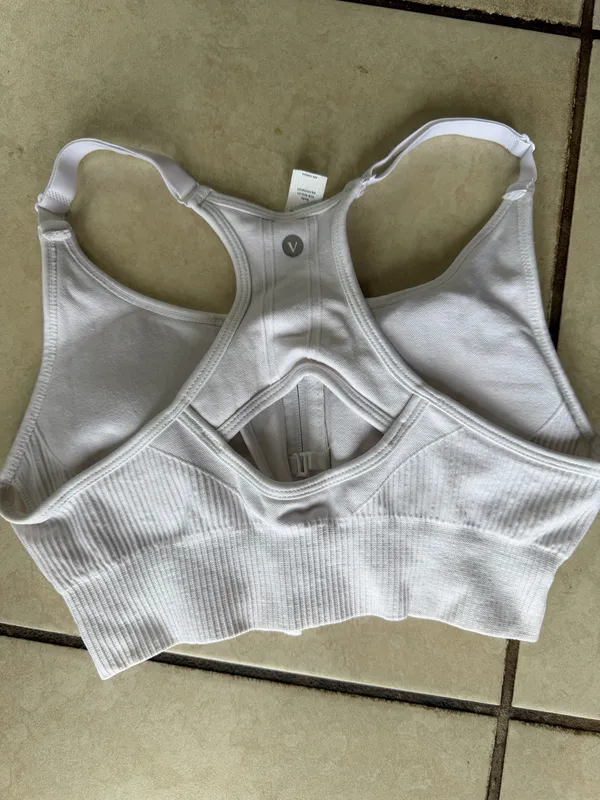 Velocity White Zip-Front Racerback Sports Bra Size Small - Image 2