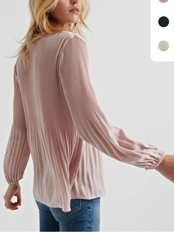 LUCKY BRAND Pleated Peasant Top in Blush - Image 2